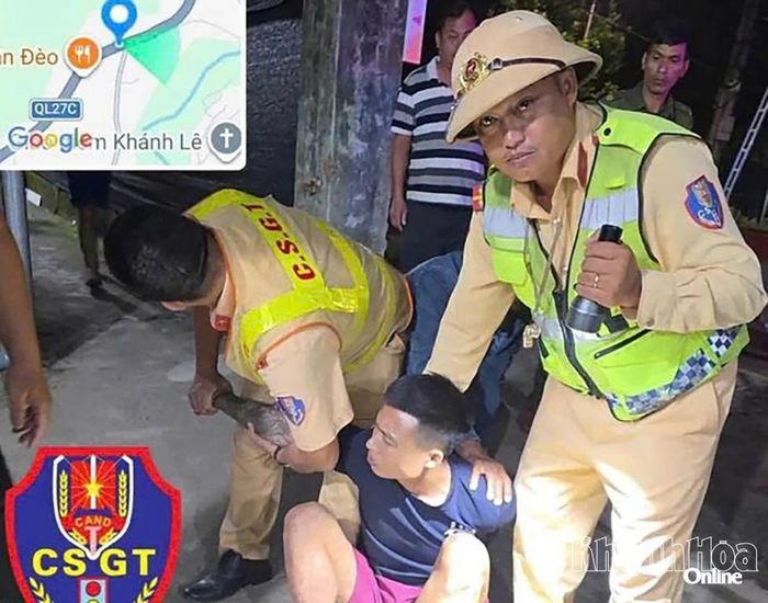 Lực lượng chức năng bắt giữ Lê Văn Cường.