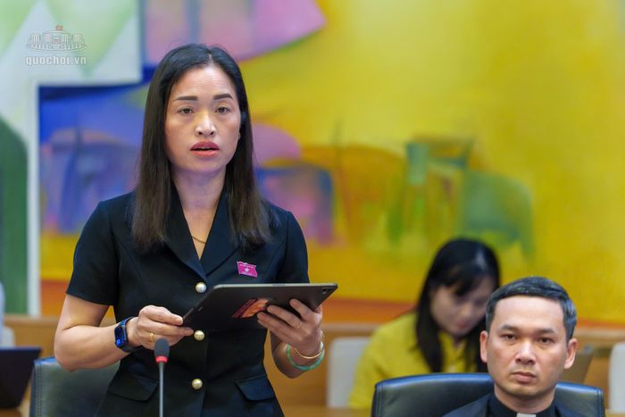 Đại biểu Cil Bri, Đoàn ĐBQH tỉnh Lâm Đồng nêu ý kiến tại phiên thảo luận tổ. (Ảnh: Quốc hội)