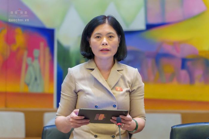 Đại biểu Trần Thị Oanh, Đoàn ĐBQH tỉnh Lâm Đồng phát biểu tại phiên thảo luận tổ