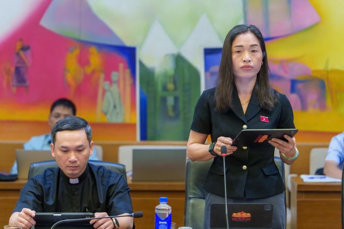 Đại biểu Cil Bri, Đoàn ĐBQH tỉnh Lâm Đồng phát biểu tại phiên thảo luận tổ