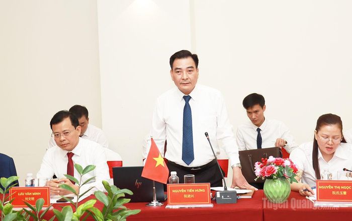 Đồng chí Nguyễn Tiến Hưng, Phó Giám đốc Sở Công thương tỉnh Tuyên Quang phát biểu tại hội đàm.