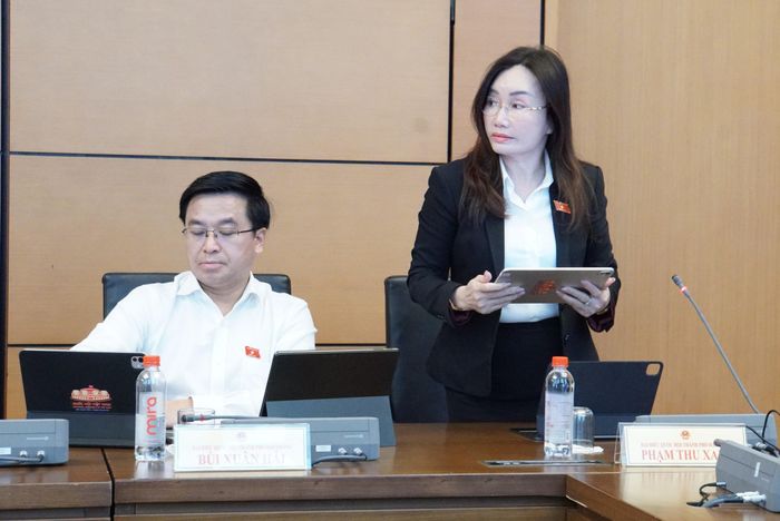 Đại biểu Phạm Thu Xanh (Đoàn TP Hải Phòng) phát biểu chiều 24/10. Ảnh: Văn Duẩn.