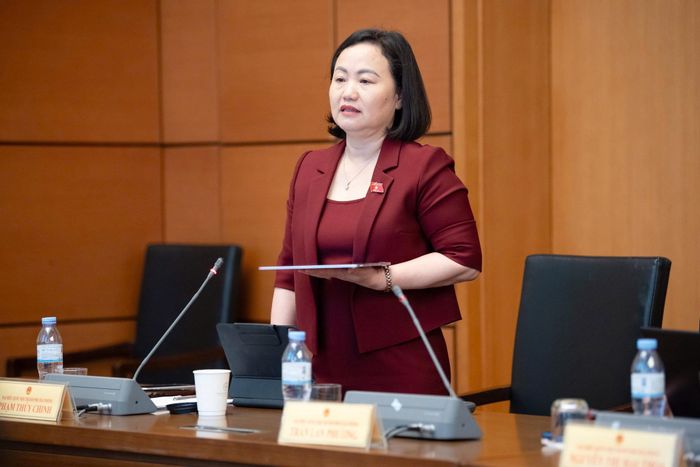 ĐBQH Phạm Thuý Chinh (TP. Hải Phòng) phát biểu tại Tổ 3. Ảnh: Lâm Hiển