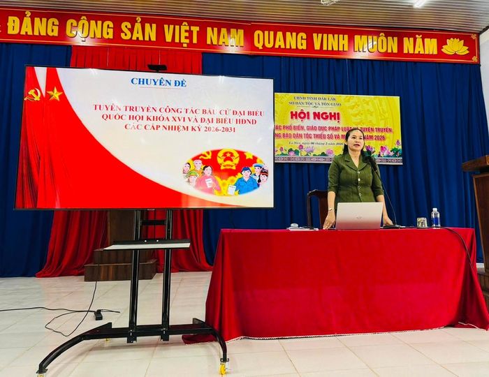 Hội nghị tuyên truyền về cuộc bầu cử đại biểu Quốc hội khóa XVI và đại biểu Hội đồng nhân dân các cấp nhiệm kỳ 2026-2031. Ảnh: HỒNG PHONG