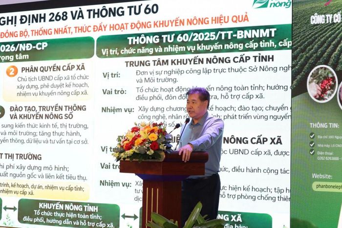  Ông Lê Quốc Thanh, Giám đốc Trung tâm Khuyến nông Quốc gia, phát biểu khai mạc hội nghị. 