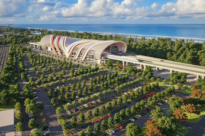 Phối cảnh ga cuối Cần Giờ tại khu đất 39ha tiếp giáp Dự án Khu đô thị du lịch lấn biển Cần Giờ thuộc xã Cần Giờ. (Ảnh: NĐT)
