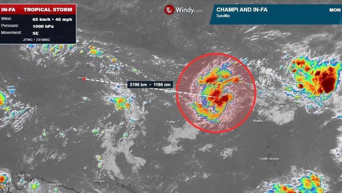 Bão In-Fa mới hình thành ở phía Tây Bắc Thái Bình Dương. Ảnh: Windy.