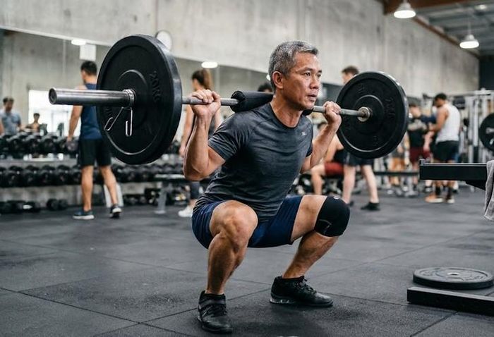 Tập squat thường xuyên có thể giúp cơ đùi phát triển. Ảnh: AI.