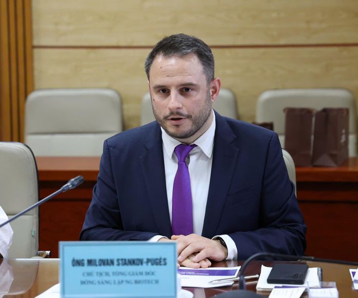 Ông Milovan Stankov-Puges, Chủ tịch kiêm Tổng Giám đốc điều hành NG Biotech phát biểu. Ảnh: Trần Minh