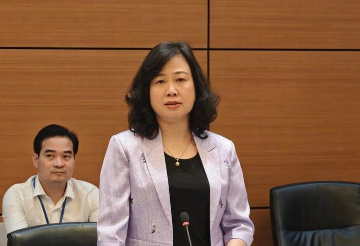 Bộ trưởng Bộ Y tế Đào Hồng Lan phát biểu tại phiên thảo luận. Ảnh: Lê Bảo