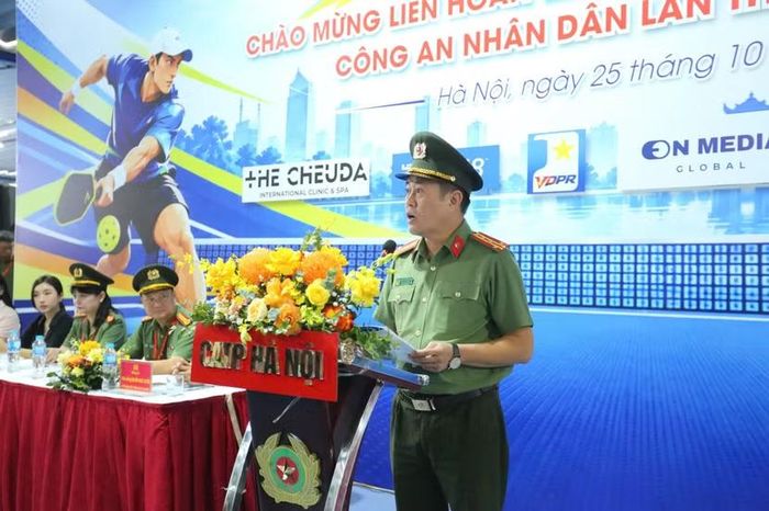 Đại tá Nguyễn Anh Tuấn - Phó Cục trưởng Cục Truyền thông Công an nhân dân, Giám đốc Truyền hình CAND phát biểu tại Lễ Khai mạc