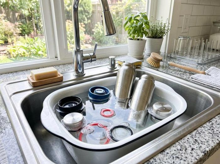  Ngâm bình giữ nhiệt bằng dung dịch làm sạch phù hợp theo hướng dẫn của nhà sản xuất có thể giúp loại bỏ cặn trà, cà phê và mùi khó chịu. Ảnh: China Times.
