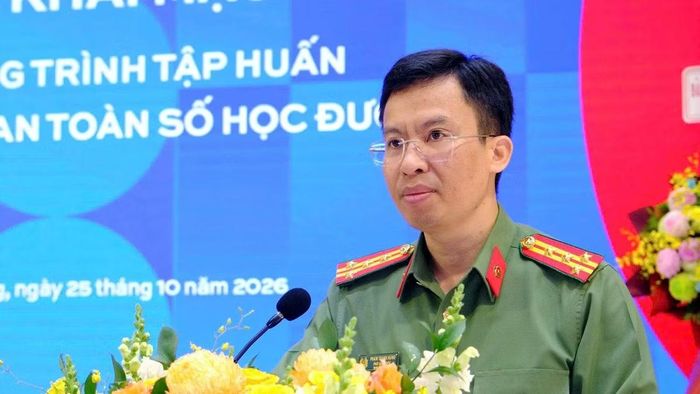 Đại tá Phạm Thanh Hùng, Phó Giám đốc Công an tỉnh Lâm Đồng phát biểu khai mạc. (Ảnh: CTV)