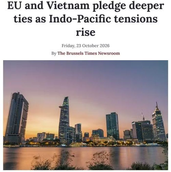 Tiêu đề bài viết về quan hệ Việt Nam-EU đăng tải trên tờ The Brussels Times. (Ảnh chụp màn hình)