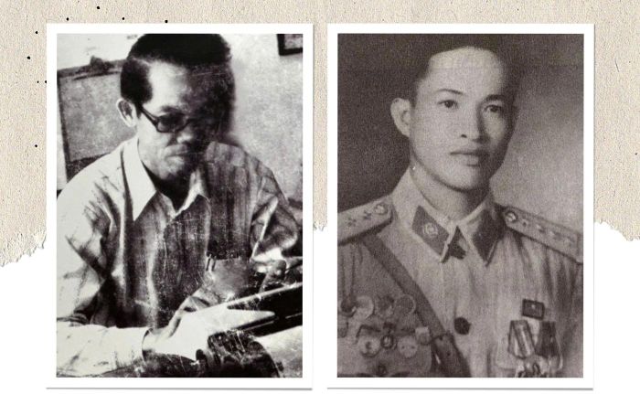 Ảnh trái: Thiếu tướng Phạm Xuân Ẩn. Ảnh phải: Đại tá Tư Cang thời trẻ.