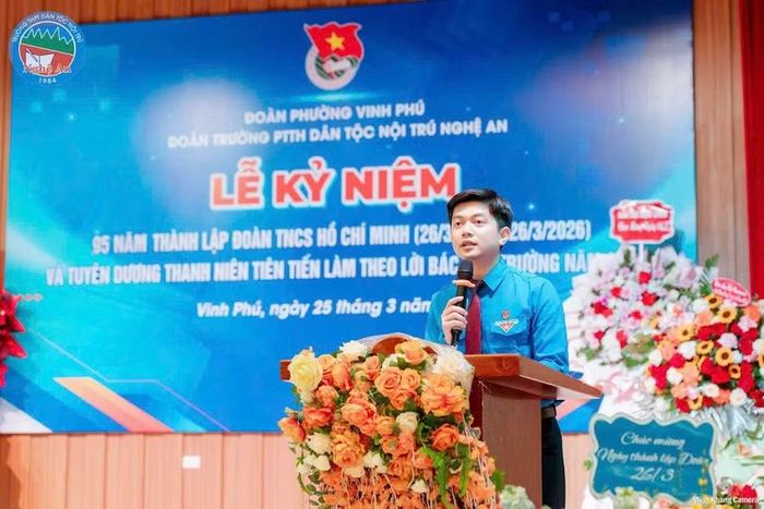 Anh Trần Đình Huy – Bí thư Đoàn Trường PTTH Dân tộc nội trú Nghệ An. Ảnh NVCC.