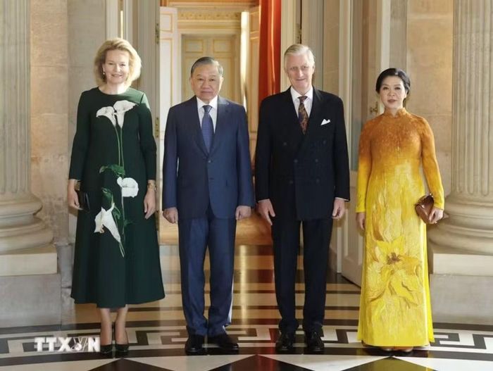 Tổng Bí thư, Chủ tịch nước Tô Lâm và Phu nhân hội kiến Nhà vua và Hoàng hậu Bỉ. Ảnh: TTXVN