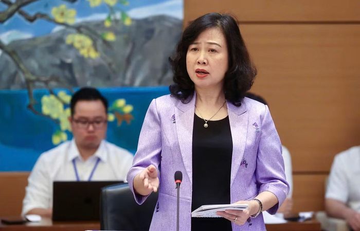 Bộ trưởng Bộ Y tế Đào Hồng Lan tại phiên thảo luận tổ. Ảnh: Như Ý