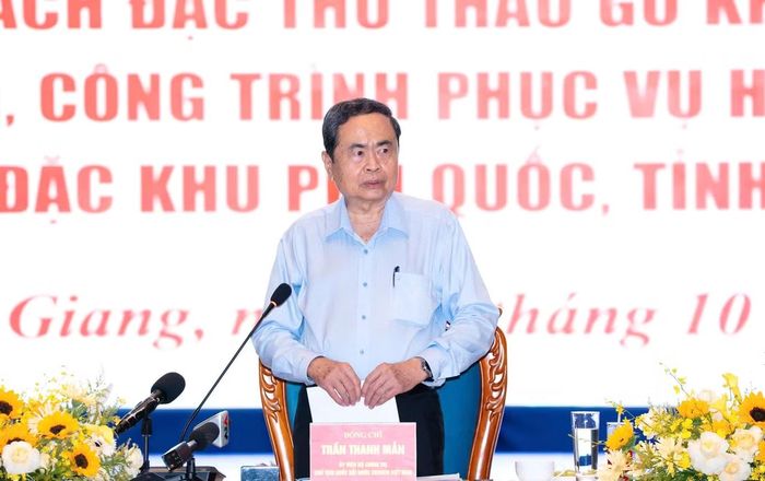 Chủ tịch Quốc hội Trần Thanh Mẫn phát biểu tại buổi làm việc.