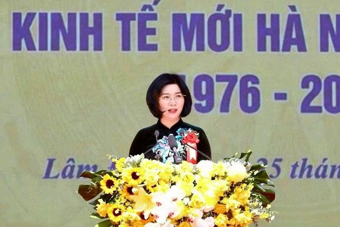 Bà Phùng Thị Hồng Hà - Chủ tịch HĐND TP Hà Nội, phát biểu tại lễ kỷ niệm.