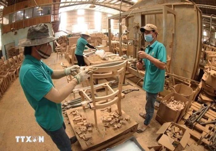 Sản phẩm gỗ xuất khẩu. (Ảnh: Vũ Sinh/TTXVN)