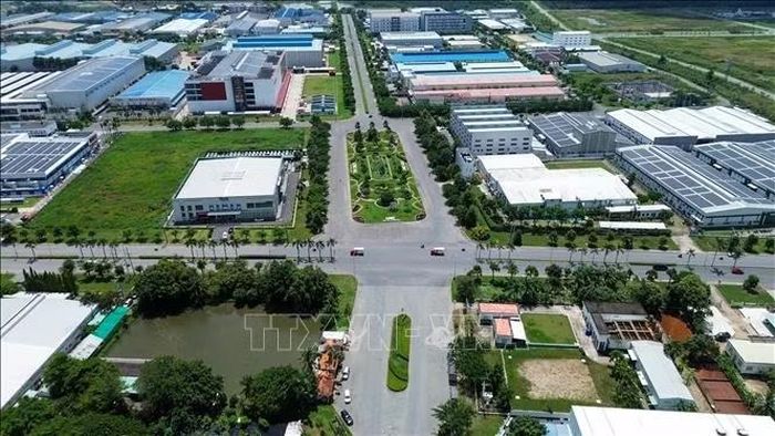 Khu công nghiệp Long Hậu, tỉnh Tây Ninh, với hệ thống hạ tầng phục vụ hoạt động sản xuất, kinh doanh và dịch vụ logistics. Ảnh: Giang Phương/TTXVN