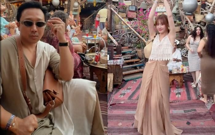 Trấn Thành so kè với clip của Hari Won ở Ai Cập.