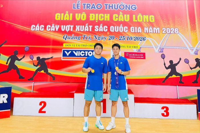 Cặp đôi nam cầu lông số 1 Việt Nam: Nguyễn Đình Hoàng và Trần Đình Mạnh (Lâm Đồng). (Ảnh: Trung tâm Huấn luyện và Thi đấu thể thao tỉnh Lâm Đồng)
