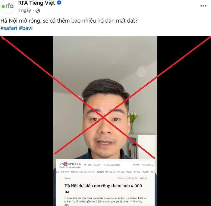 Video clip có nội dung suy diễn, xuyên tạc của RFA Tiếng Việt.