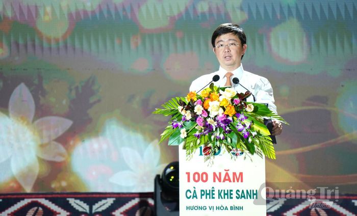 Đồng chí Bùi Hoàng Phương, Chủ tịch UBND tỉnh phát biểu tại buổi lễ - Ảnh: L.T