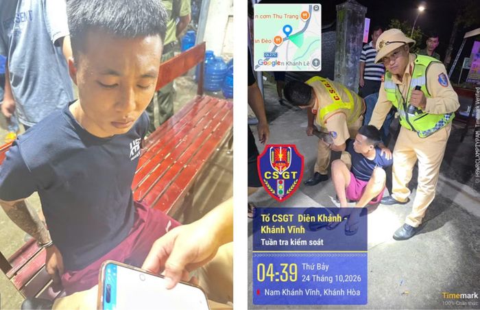 Phạm nhân Lê Văn Cường khi bị bắt giữ ở phía Đông đèo Khánh Lê trên tuyến quốc lộ 27C rạng sáng 24/10/2026.