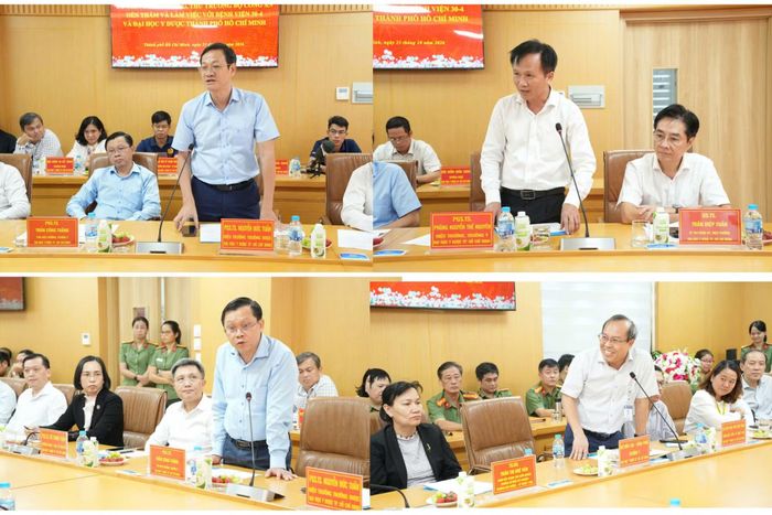  Lãnh đạo các trường và khoa phòng của Đại học Y Dược TP Hồ Chí Minh trao đổi ý kiến. 