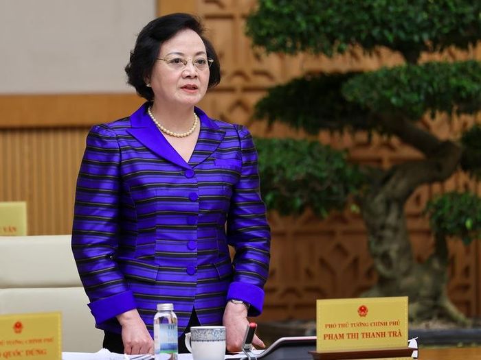 Phó Thủ tướng Phạm Thị Thanh Trà tại tại phiên họp Chính phủ thường kỳ ngày 3/10. (Ảnh: chinhphu.vn/NHẬT BẮC)