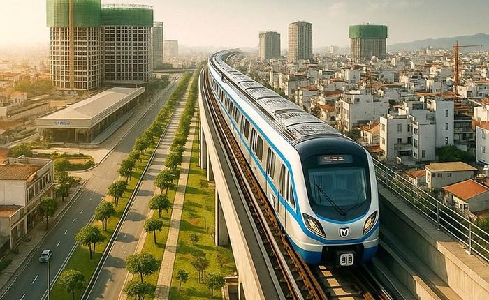 Phối cảnh tuyến metro Thủ Dầu Một - TP.HCM đoạn đi trên cao. (Ảnh minh họa)