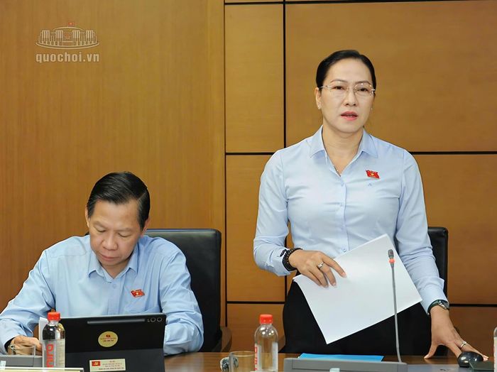 Đại biểu Nguyễn Thị Yến Nhi (Đoàn ĐBQH tỉnh Vĩnh Long) phát biểu.