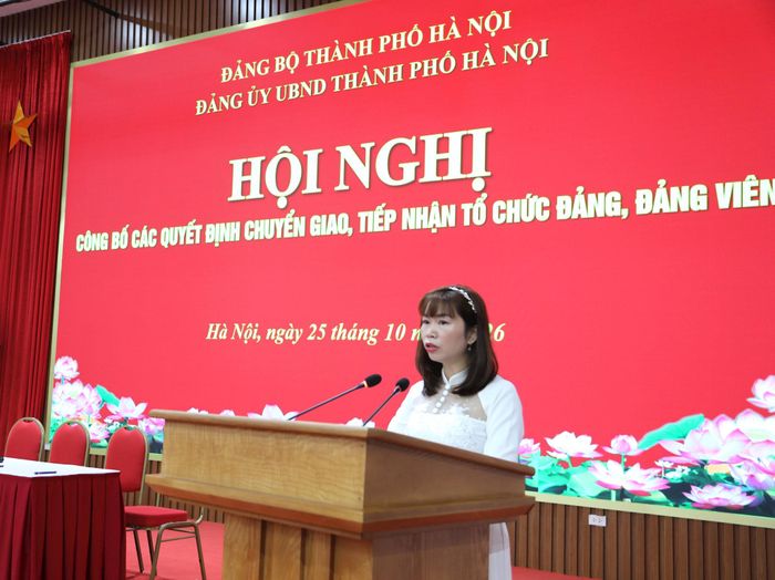 Bí thư Chi bộ Công ty TNHH Ryonan Electric Việt Nam Nguyễn Thị Huyền phát biểu tại hội nghị. Ảnh: PV