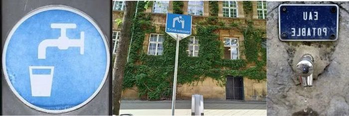 Biểu tượng nước uống trực tiếp tại châu Âu