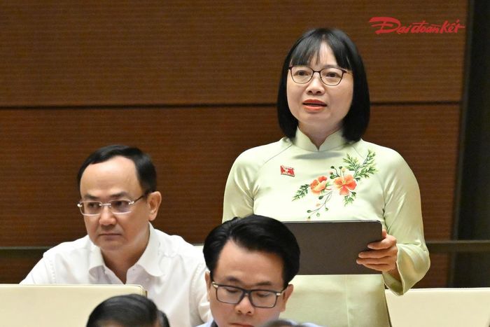 Đại biểu Nguyễn Thị Việt Nga (Hải Phòng) phát biểu. Ảnh: Quang Vinh.
