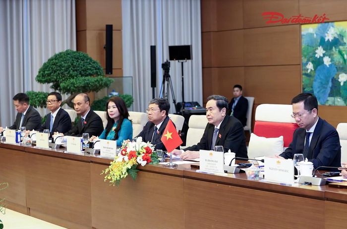Chủ tịch Quốc hội Trần Thanh Mẫn phát biểu tại cuộc hội kiến. Ảnh: Quang Vinh