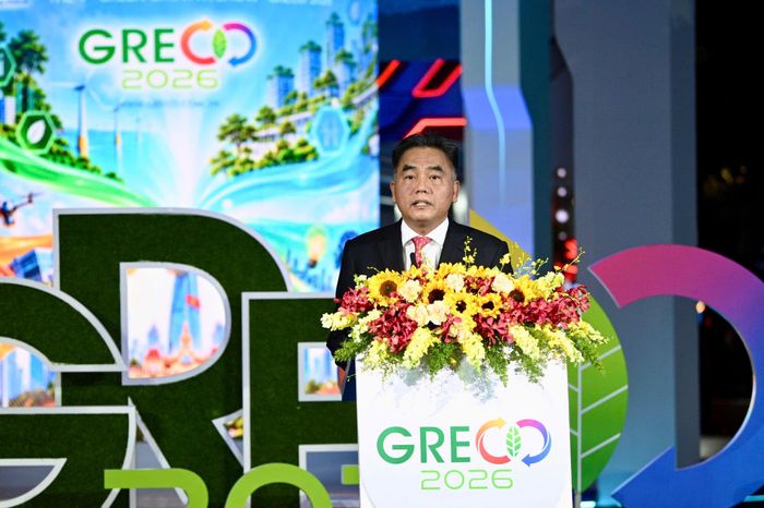  Phó chủ tịch Thường trực UBND TP.HCM Nguyễn Lộc Hà, phát biểu khai mạc tại sự kiện GRECO 2026, tối 26/10. Ảnh: Hoài Bảo.