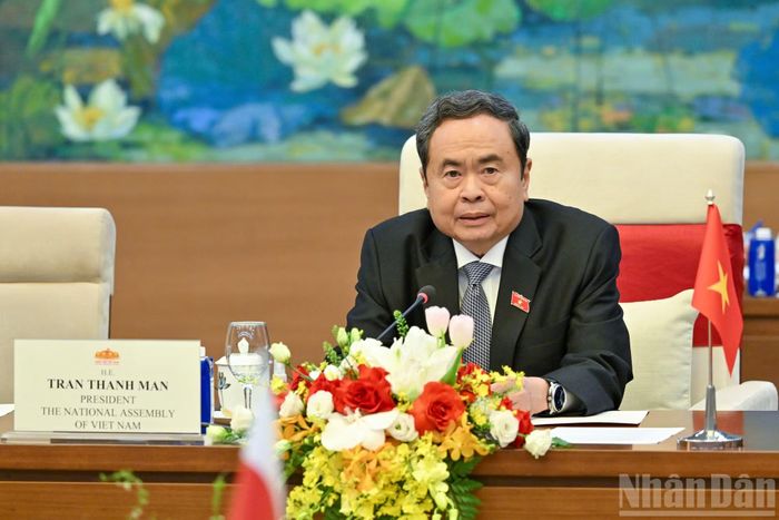 Chủ tịch Quốc hội Trần Thanh Mẫn phát biểu tại hội kiến.