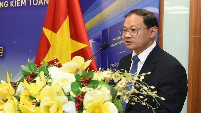Phó Tổng Kiểm toán Cơ quan Kiểm toán quốc gia Trung Quốc Guo Xi phát biểu. (Ảnh: NHƯ Ý)