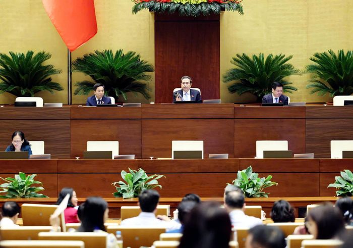 Chủ tịch Quốc hội Trần Thanh Mẫn chủ trì phiên họp. Ảnh: TRỌNG HẢI