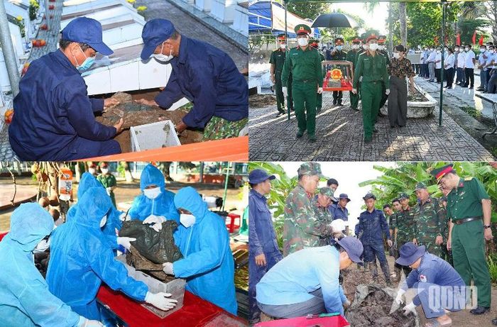  Quá trình khai quật, lấy mẫu và bàn giao mẫu hài cốt liệt sĩ luôn được cán bộ, chiến sĩ trong Đội lấy mẫu tiến hành thận trọng.