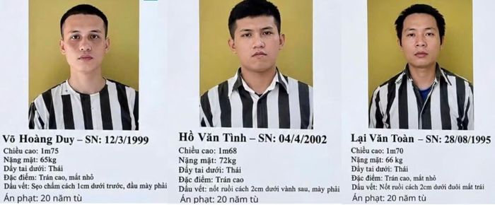 3 phạm nhân hiện còn bỏ trốn, đang bị cơ quan Công an truy nã.