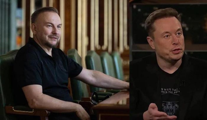  Ông Serhii Beskrestnov, cố vấn công nghệ quốc phòng của Tổng thống Ukraine (trái), và tỷ phú Elon Musk. Ảnh: UNIAN/Telegram Tổng thống Ukraine 
