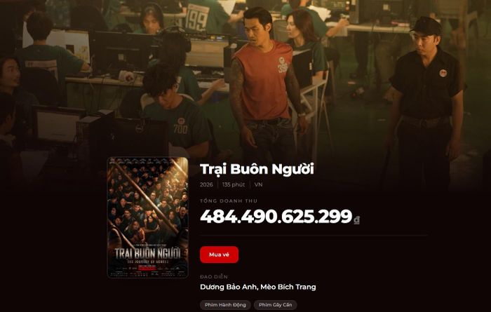 "Trại buôn người" hiện đang xếp thứ 3 trong danh sách những phim Việt có doanh thu cao nhất lịch sử điện ảnh Việt. Nguồn: Box Office Vietnam