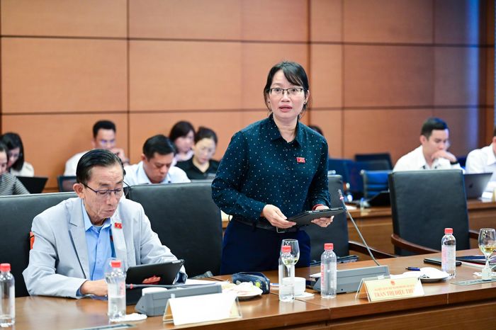  ĐB Trần Thị Diệu Thúy (TPHCM) phát biểu thảo luận, chiều 26-10. Ảnh: ĐỖ TRUNG 