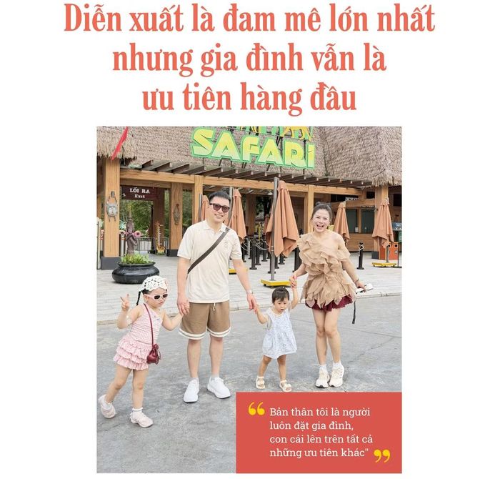 - Sau lần trở lại này, chị có mong muốn tiếp tục theo đuổi diễn xuất một cách nghiêm túc và lâu dài không, hay vẫn ưu tiên công việc kinh doanh tự do như trước? Khi đã là mẹ của hai con nhỏ, chị dự định cân bằng giữa công việc và gia đình như thế nào?