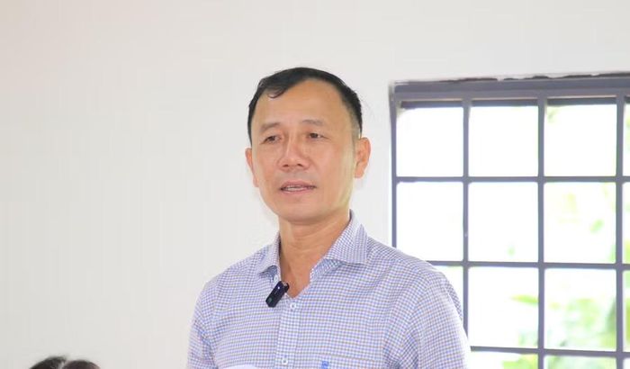 Ông Nguyễn Văn Quang - Phụ trách Phòng Văn hoá - Xã hội xã Ea Kly phát biểu tại buổi lễ. (Ảnh: Thế Hùng)